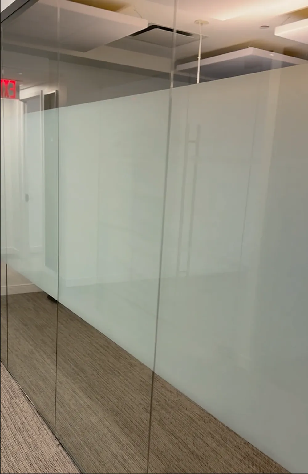 Conference room glass wall with frosted privacy film